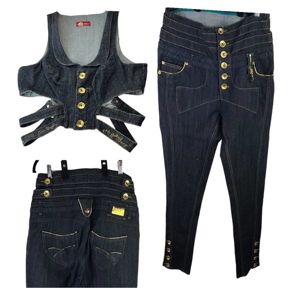 Apple Bottoms Denim - Apple Bottoms Jeans & Vest 2 Piece Set Outfit sz XL 13/14